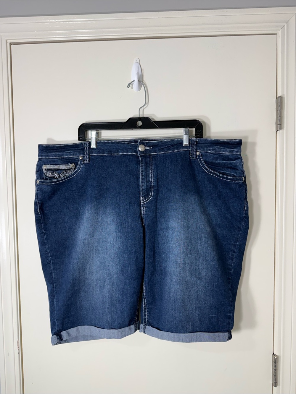 Love Indigo Dark Blue Denim Jeans Shorts Plus Size 24W